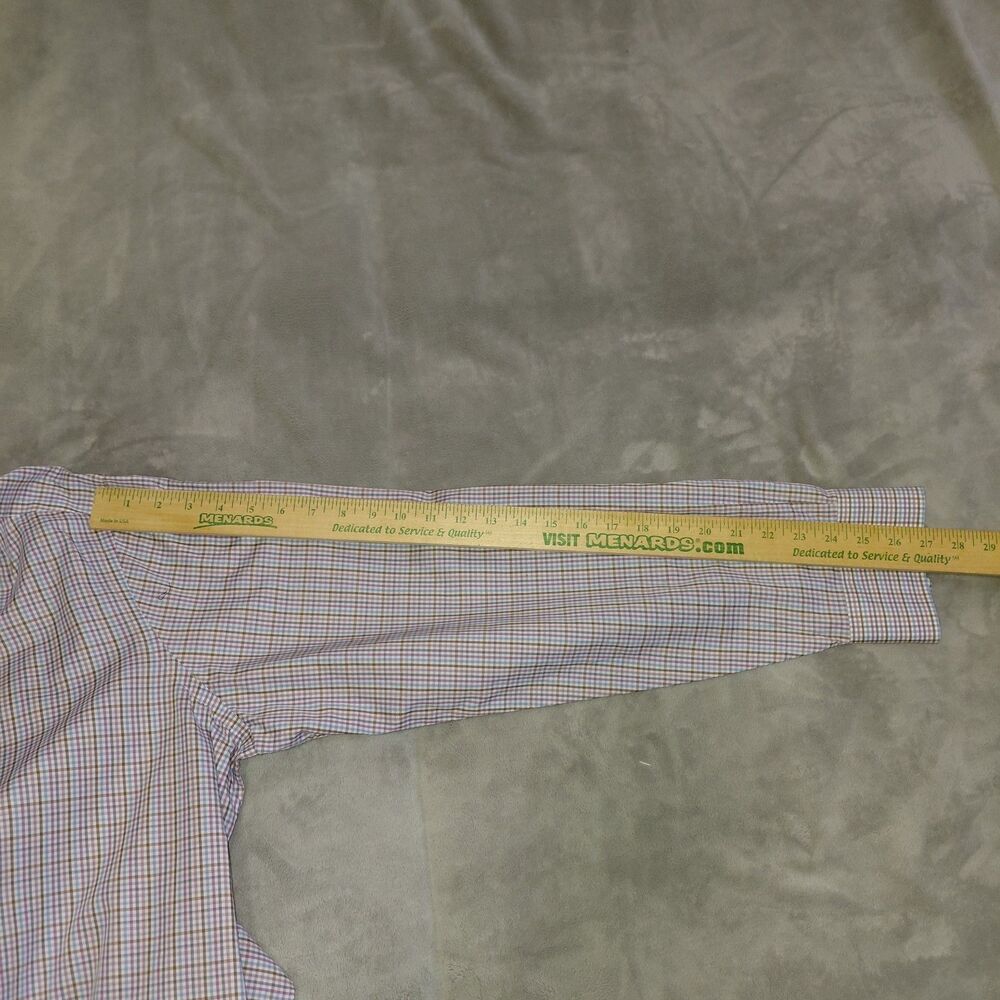 Peter Millar Button Up Shirt Mens 2XL Blue Pink Plaid Long Sleeve Classic Fit - Picture 10 of 12